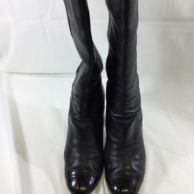chanel black thigh high boots size